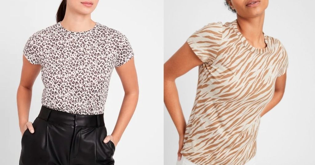 women wearing animal print tops