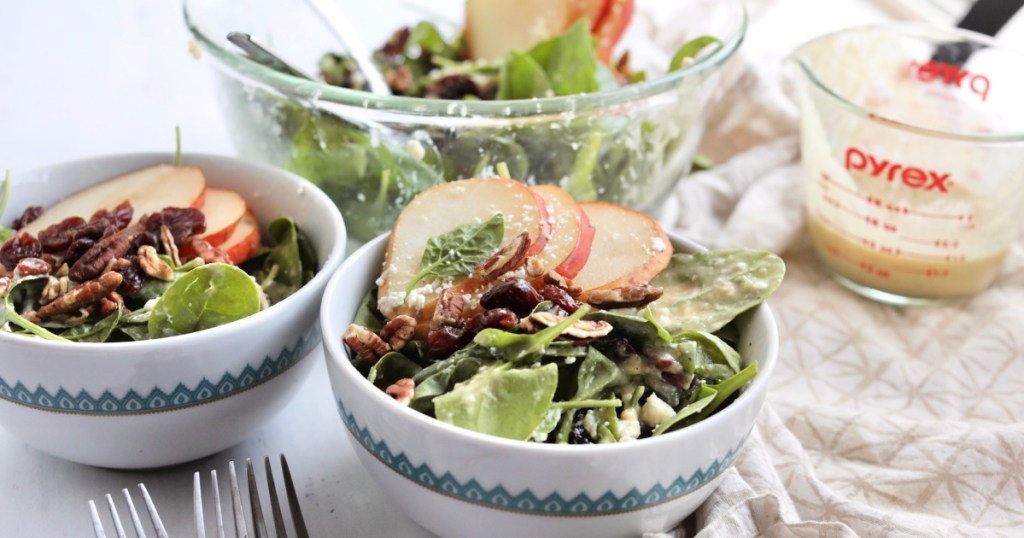 bowls of spinach salad