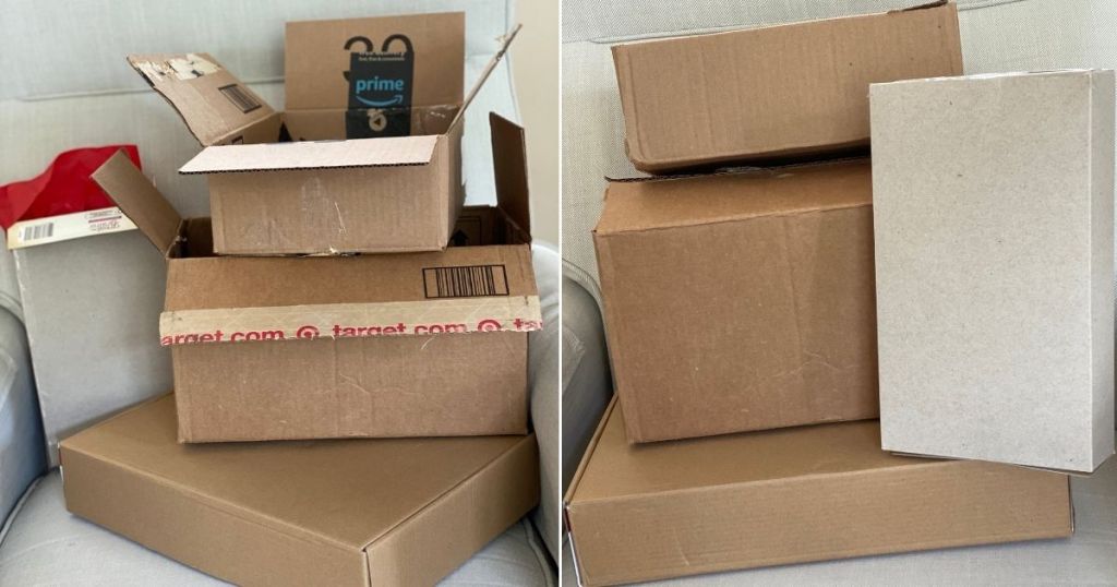 opened boxes and inside-out boxes side by side 