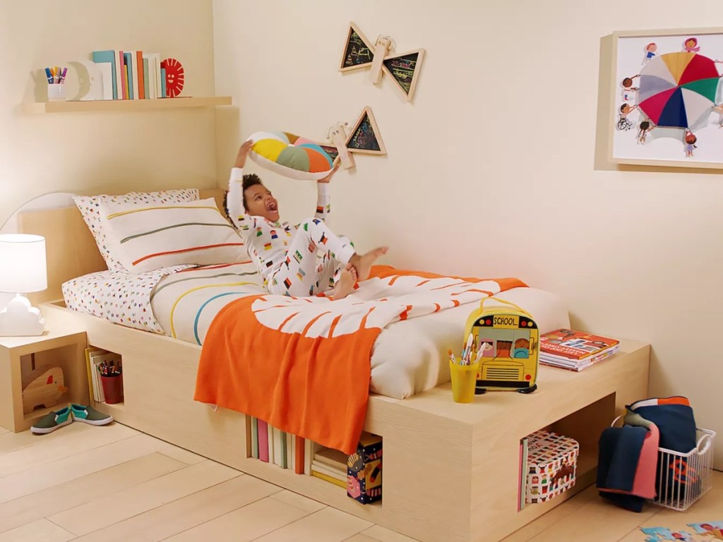 boy in colorful bedroom