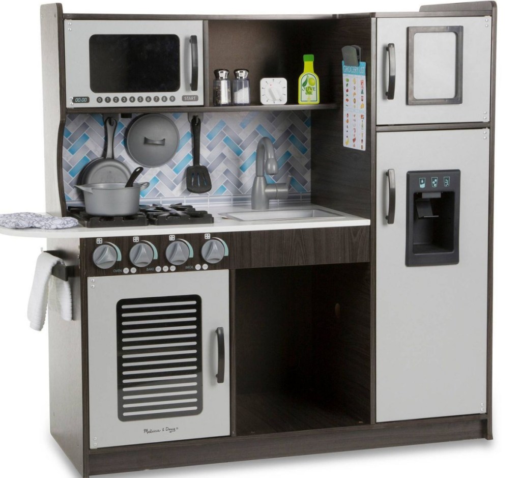 grey kids play kitchen set