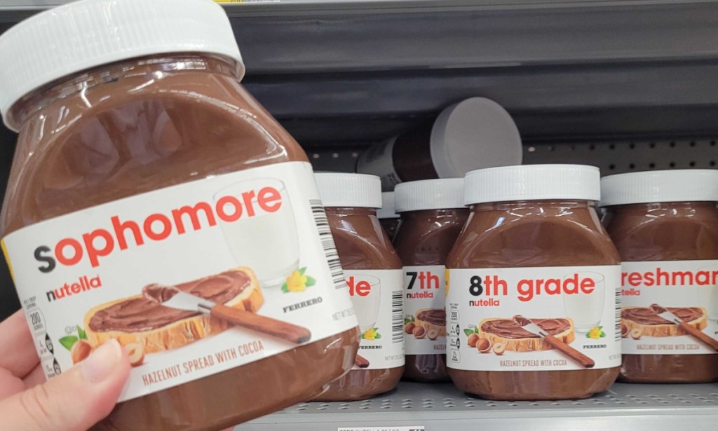 nutella grade school jar in hand