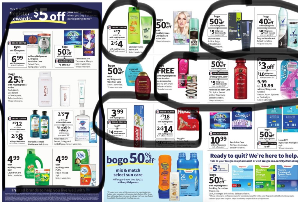 circled walgreens items