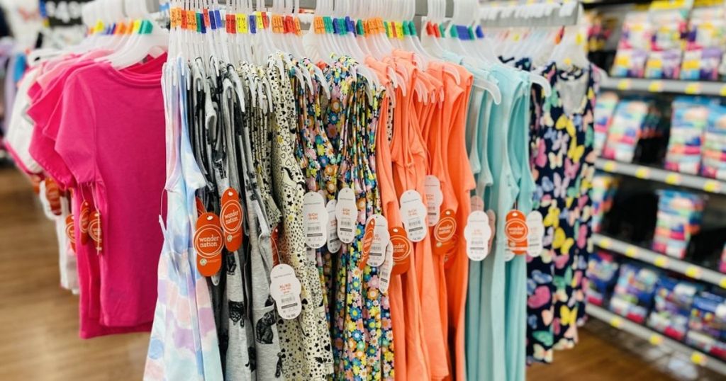 Wonder Nation dresses hanging in store