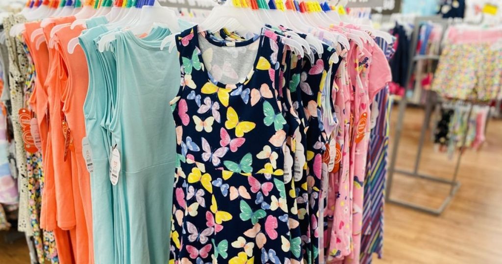 Wonder Nation dresses hanging in store