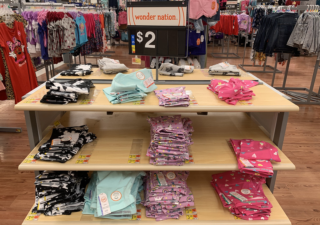girls leggings on display in walmart