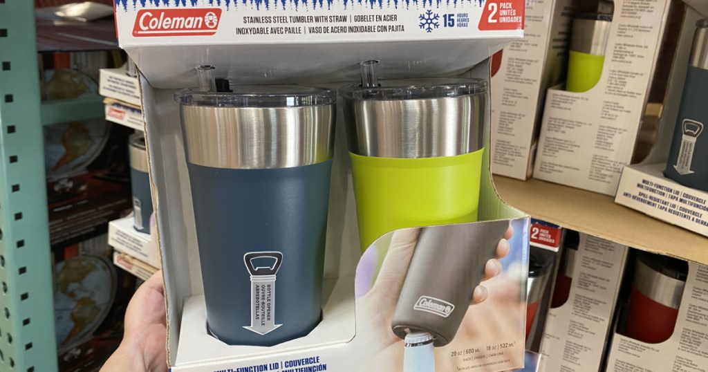 Coleman tumbler cups two-packs on display in-store