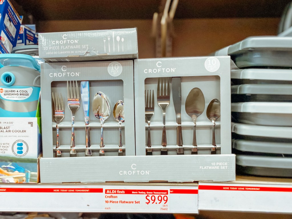 two 10 piece flatware sets on display in-store