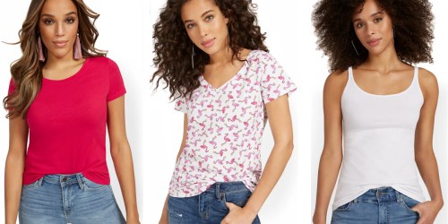 New York & Company Women’s Tanks & Tees from $5 Shipped