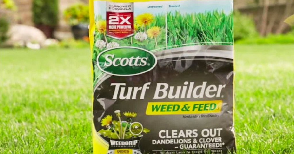 Scotts Turf Builder bag on grass