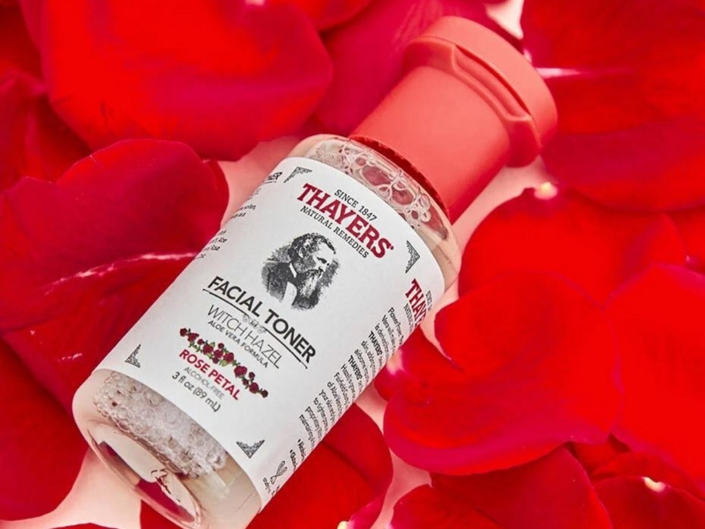 thayer's rose petal facial toner on rose petals