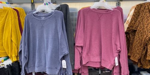 Time and Tru Women’s Waffle-Knit Pullover Tops Only $11.98 at Walmart | Available in 4 Fall Colors