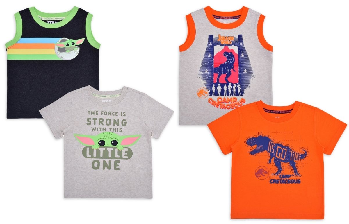 baby yoda and jurassic park t shirt and tank top set