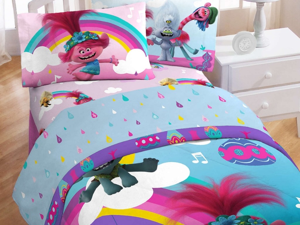 Trolls Poppy Rainbow Full Sheet Set