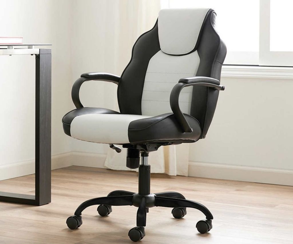 black and white Desk chair in a room 