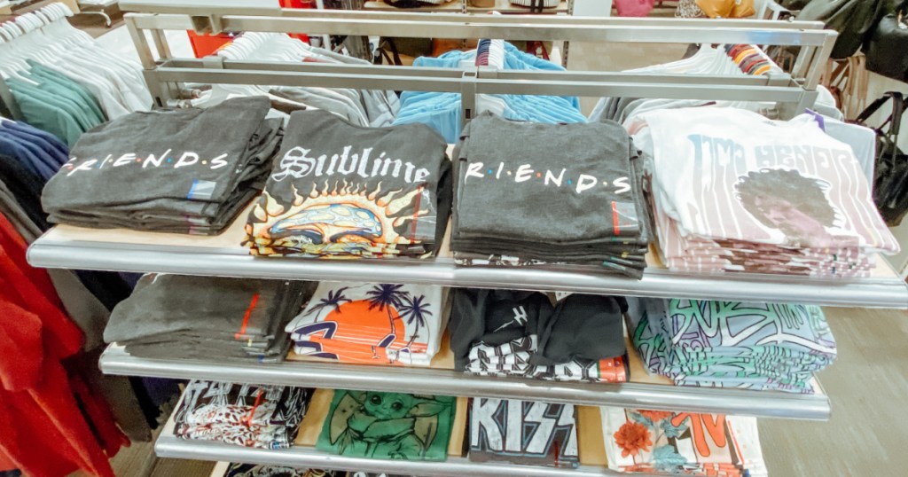 women's graphic tees on target store shelf