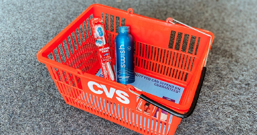 colgate toothbrush and mouthwash in cvs basket