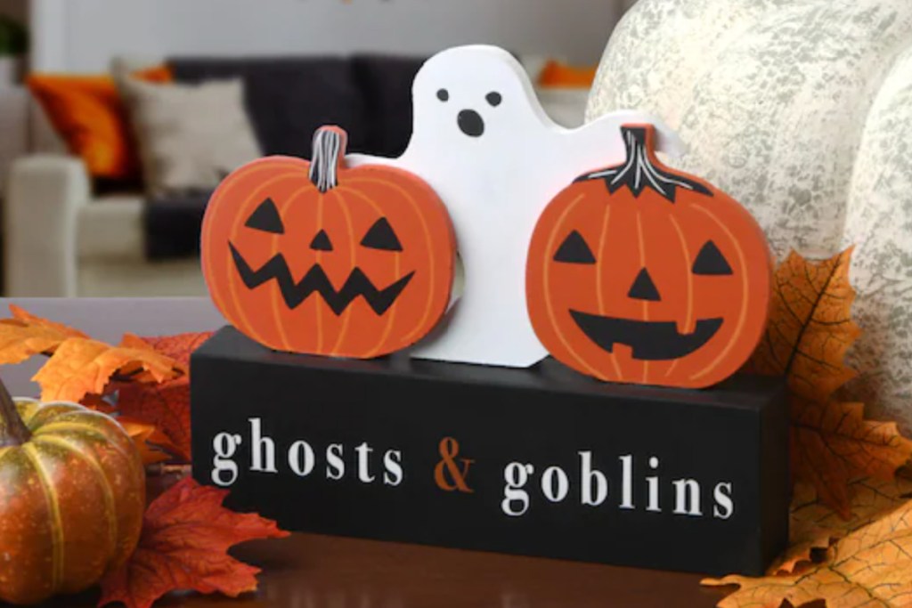 wooden ghost table sign