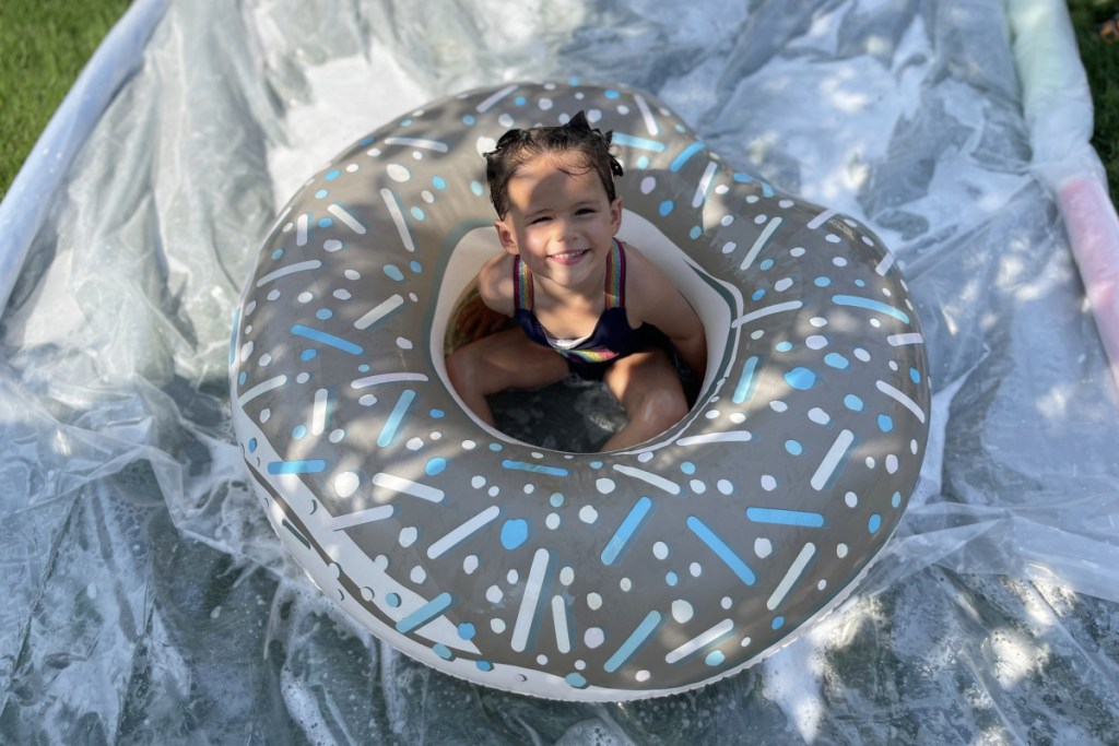 girl on diy slip and slide