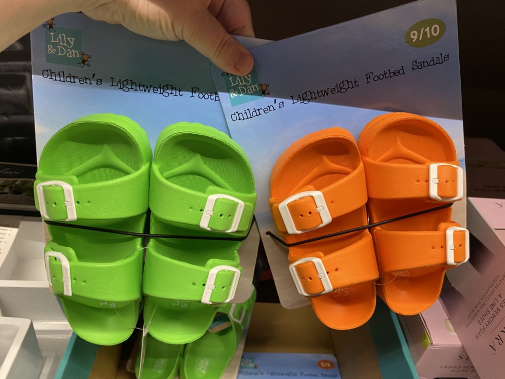 green and orange kids sandals