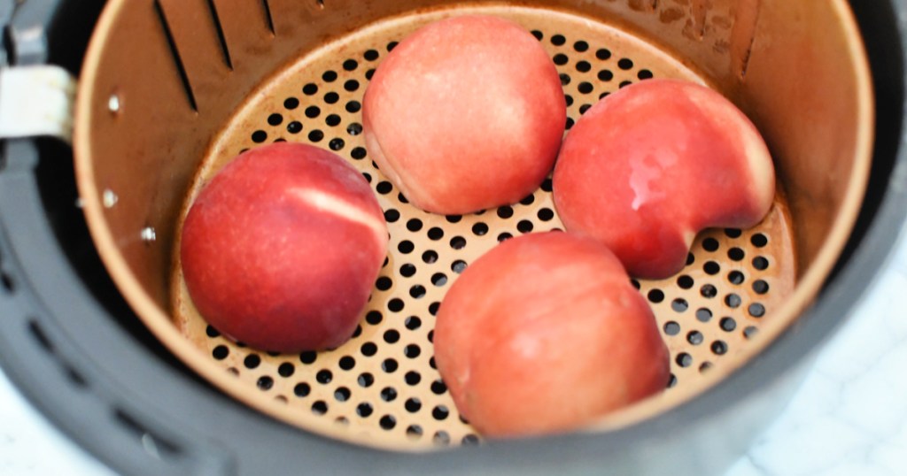 placing peaches in the air fryer