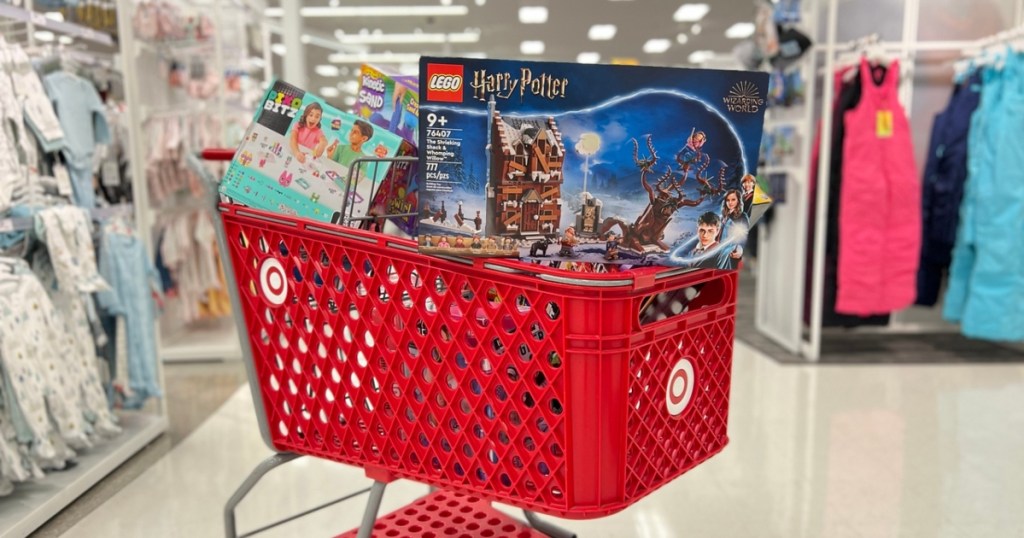 Target shopping cart full of toys