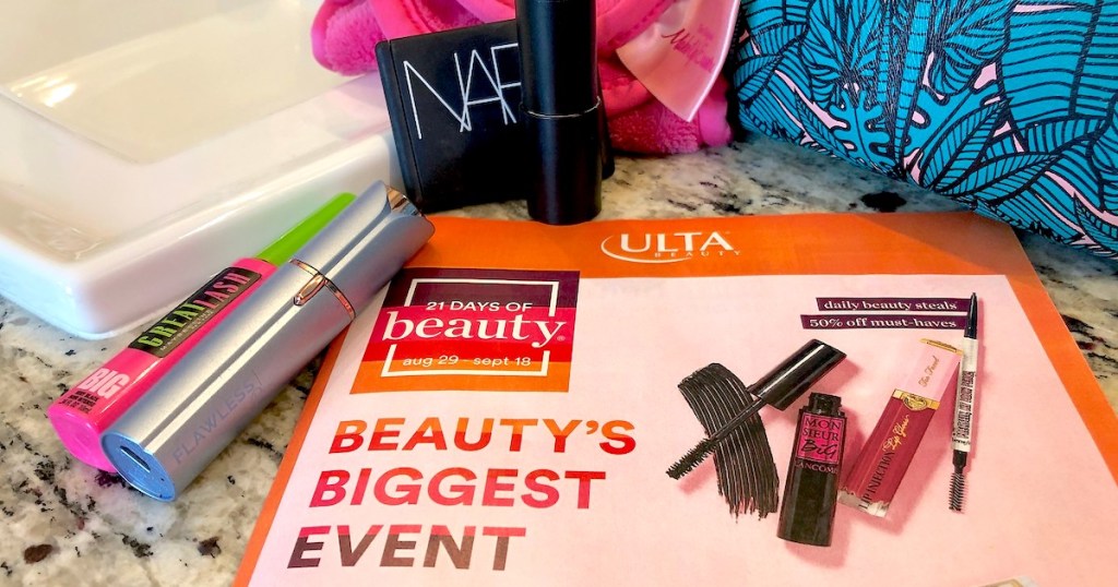close up of ulta 21 days of beauty sale magazine 
