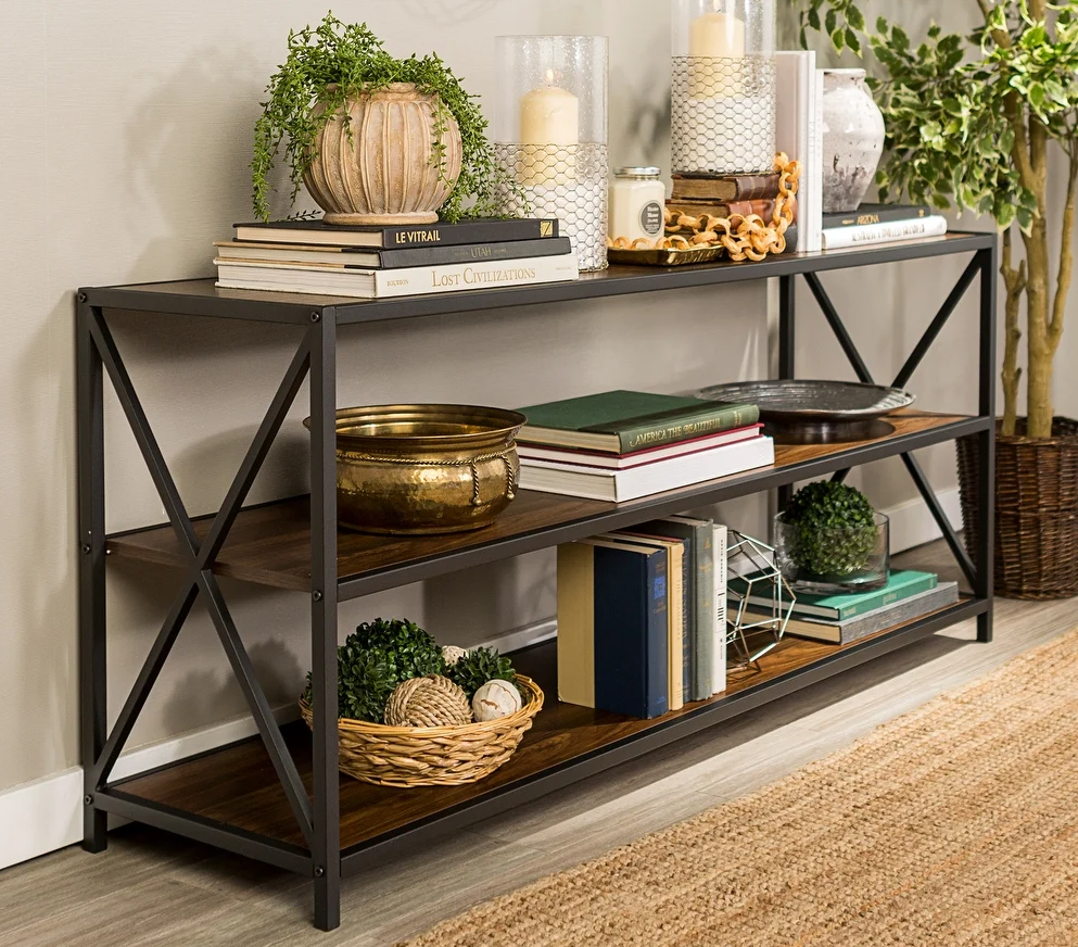 bookshelf with decor and books on it