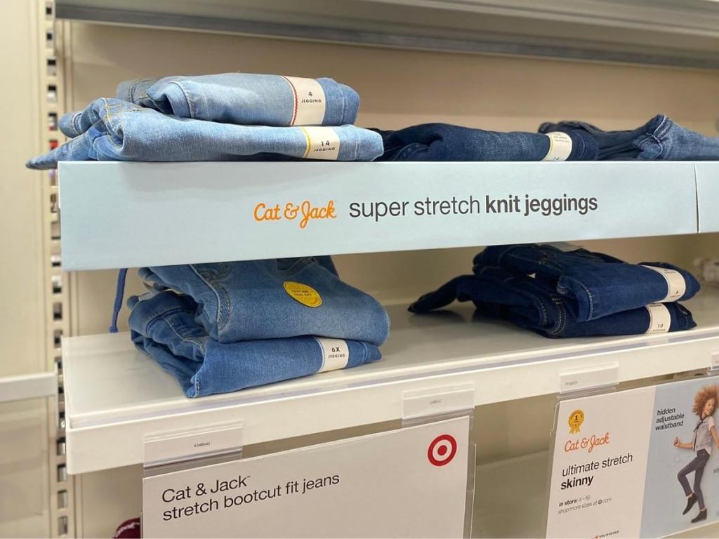 cat and jack jeans on store shelf