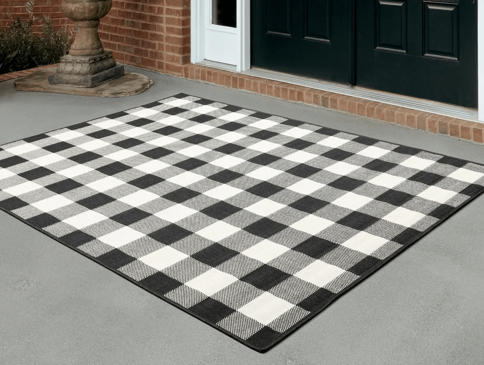 Gingham Rug by a door