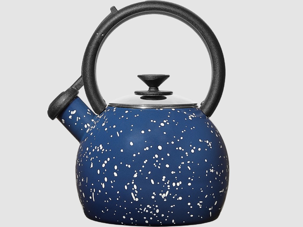 blue speckled teapot