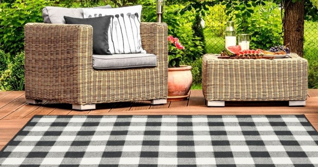 rug in front of patio furniture