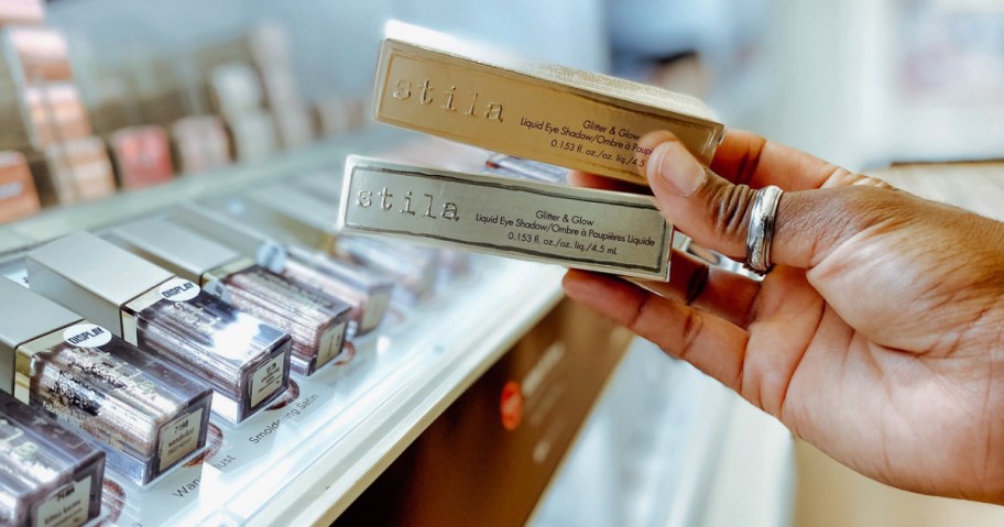 Stila Glitter & Glow Liquid Eyeshadow in hand