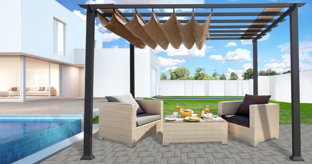 pergola over patio chairs