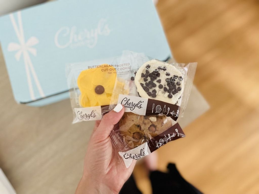 hand holding Cheryl's cookies