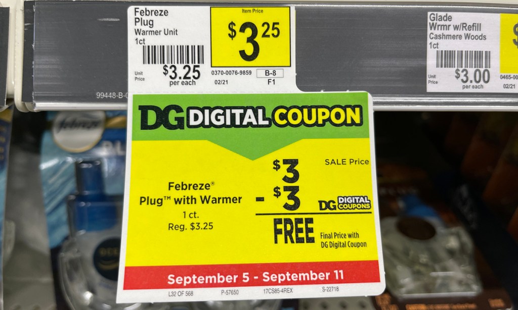 febreze shelf tag