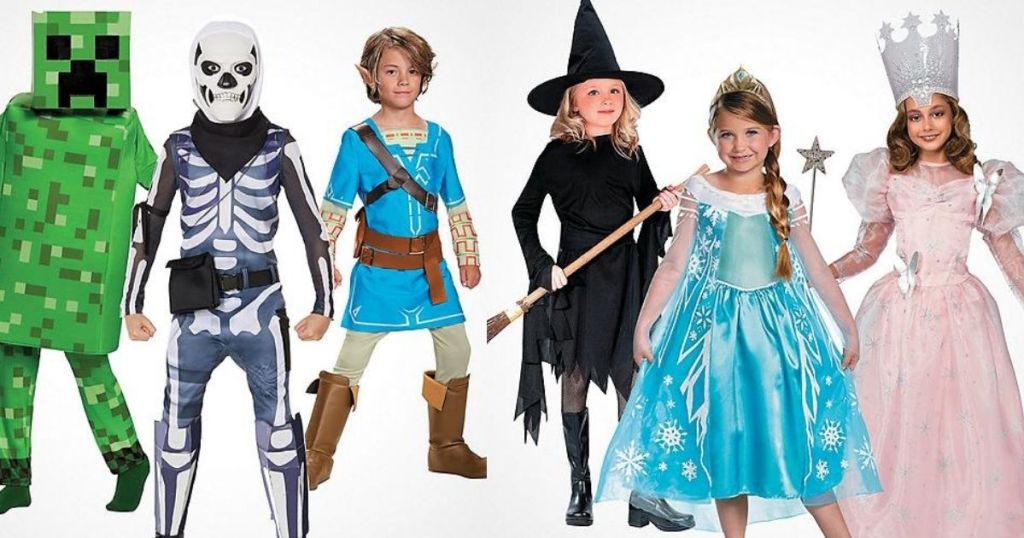 kids wearing Halloween costumes