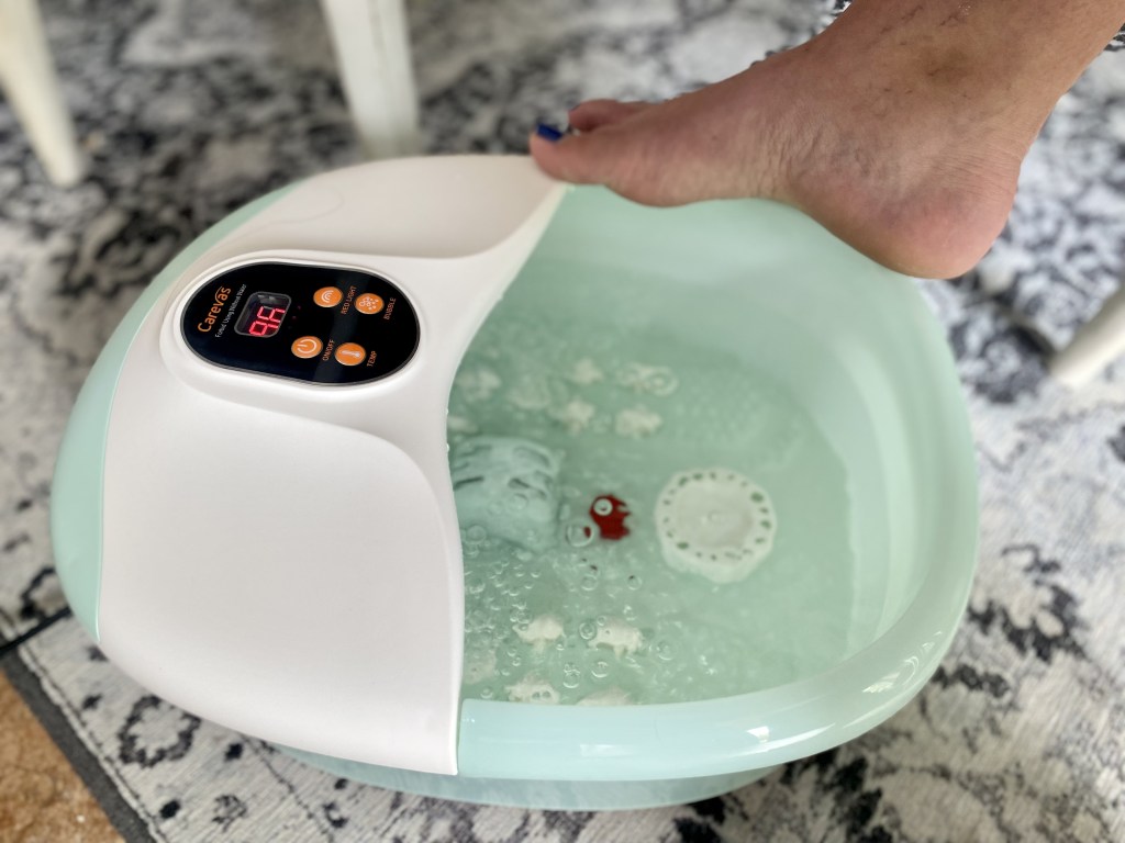 foot resting on foot bath