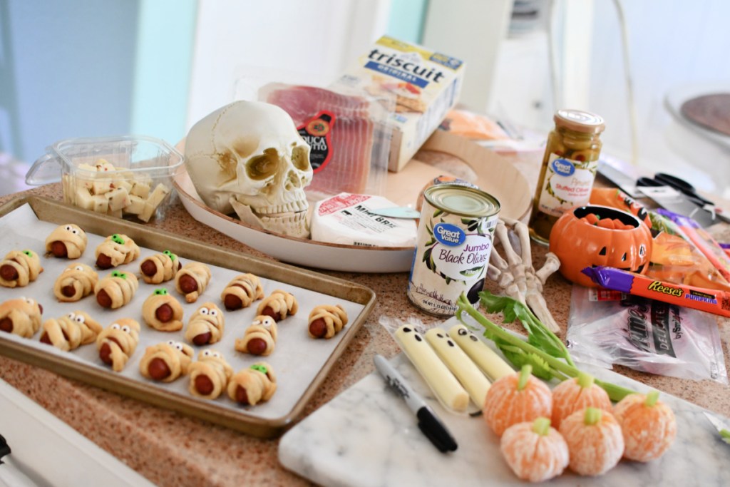 ingredients for halloween snack board