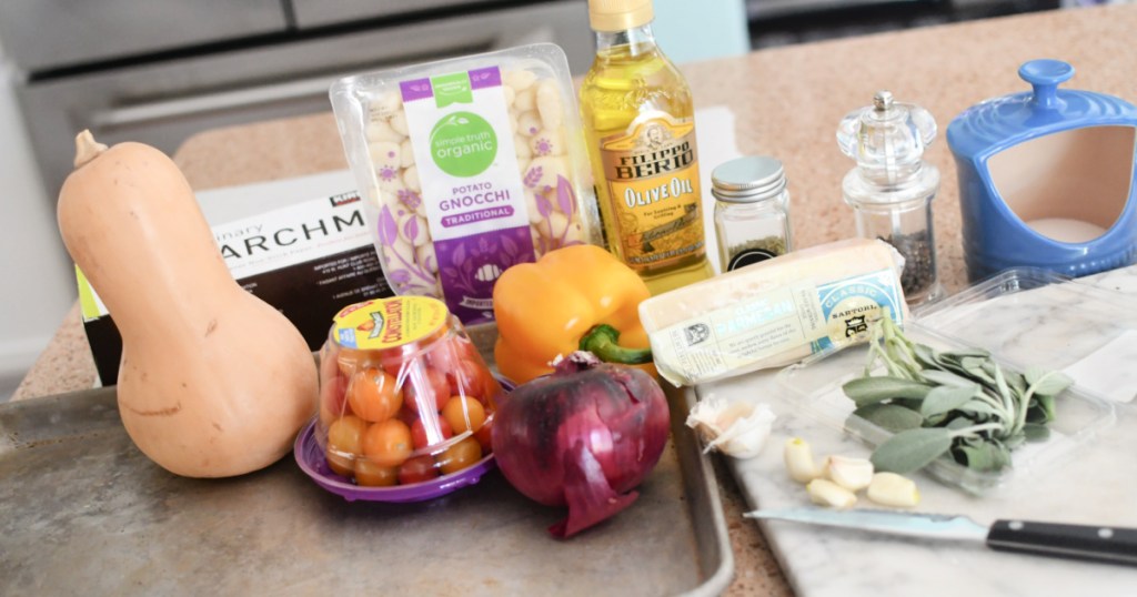 ingredients for sheet pan gnocchi baked pasta