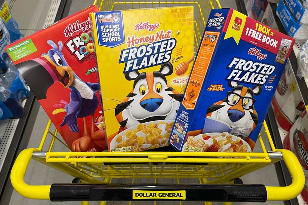 kelloggs cereal in dg cart