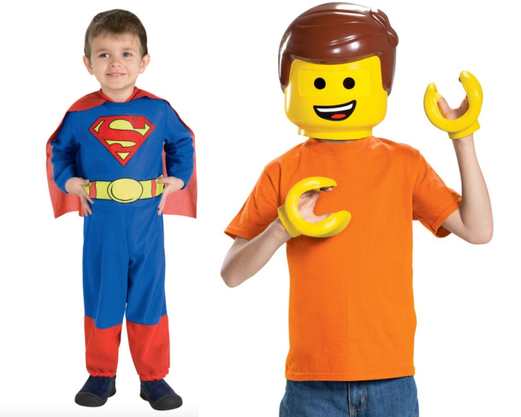 kids superman and kids lego costume