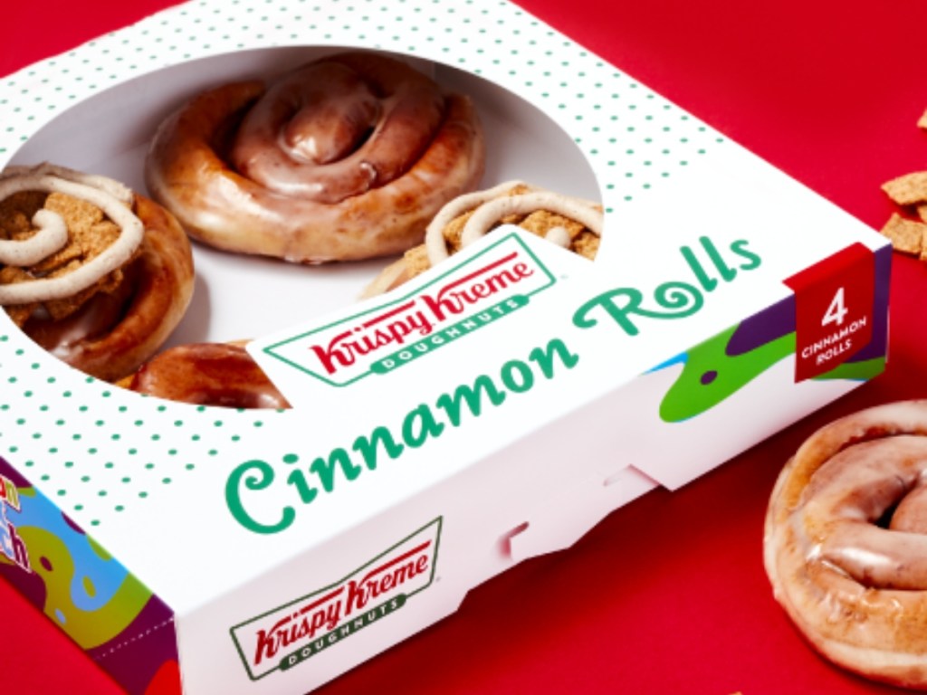 box of cinnamon rolls from Krispy Kreme