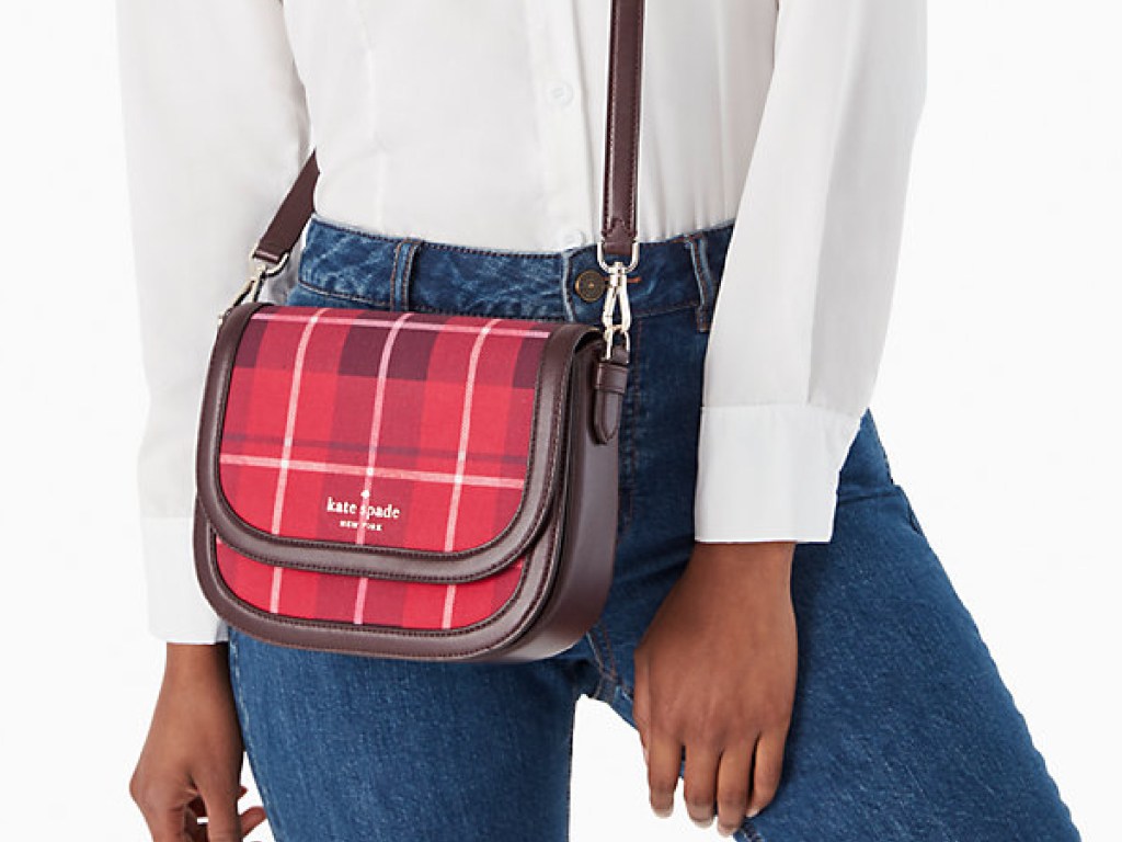 plaid saddle bag