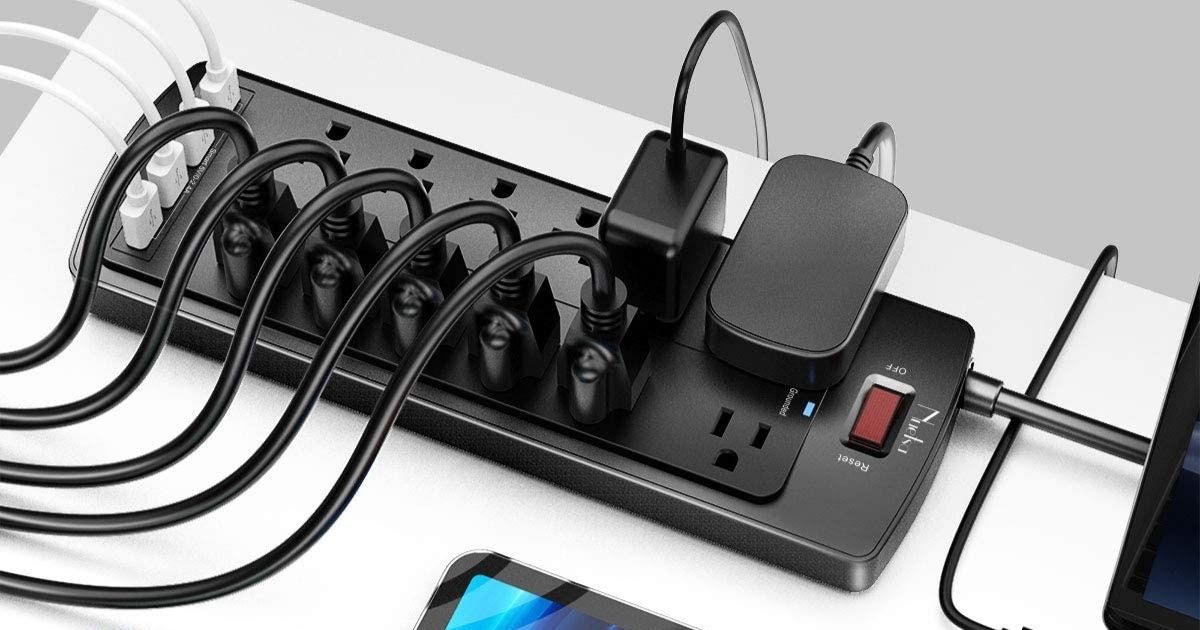 power strip on desk