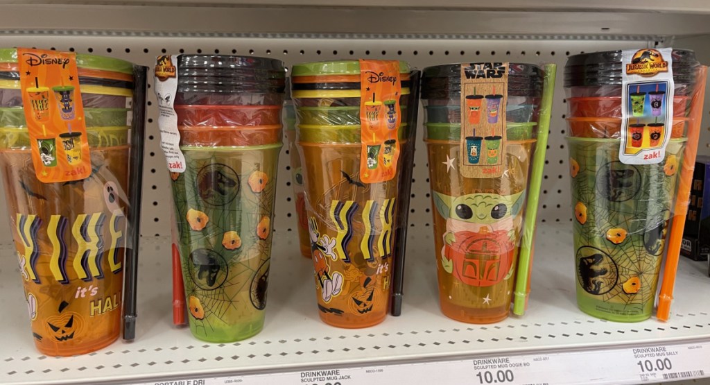 halloween cups on shelf