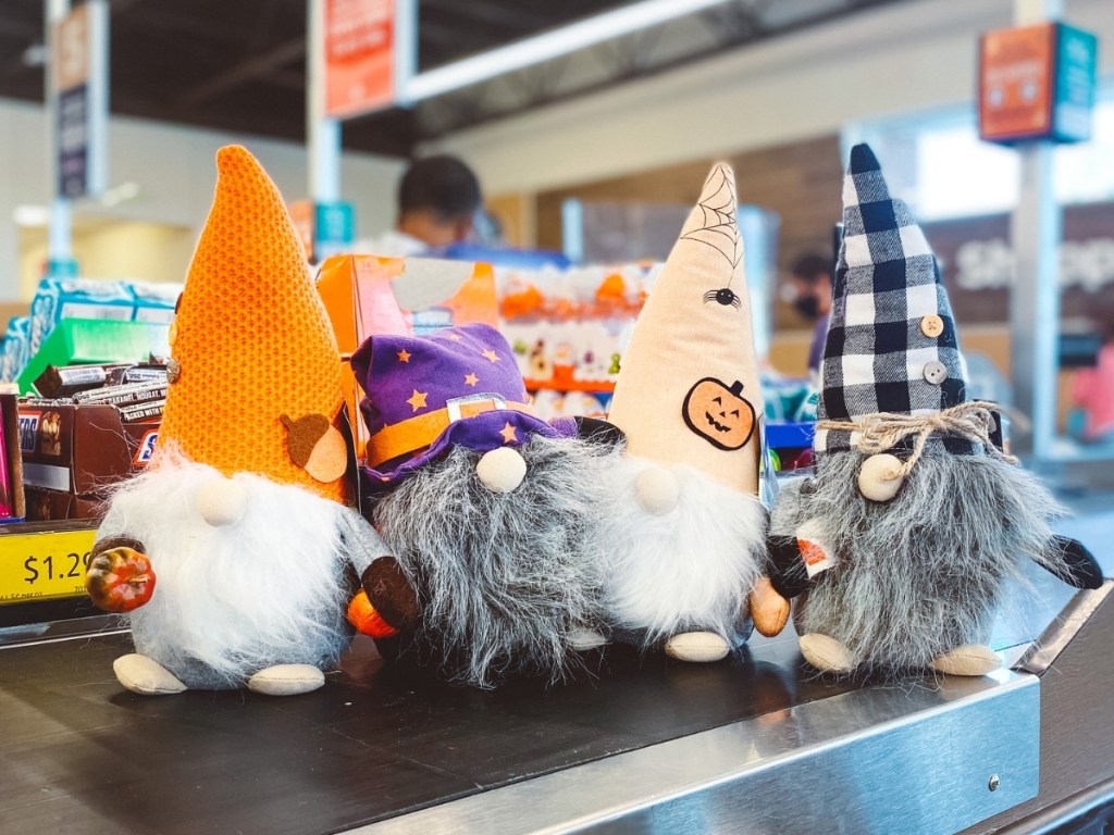 four fall gnomes sitting in store