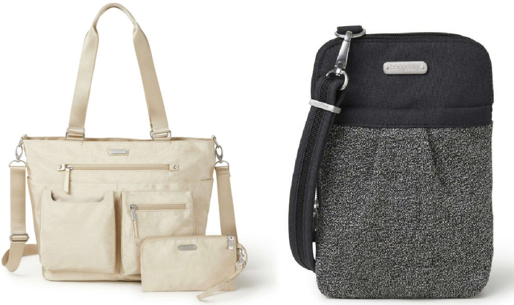 off white Baggalini and gray satchel