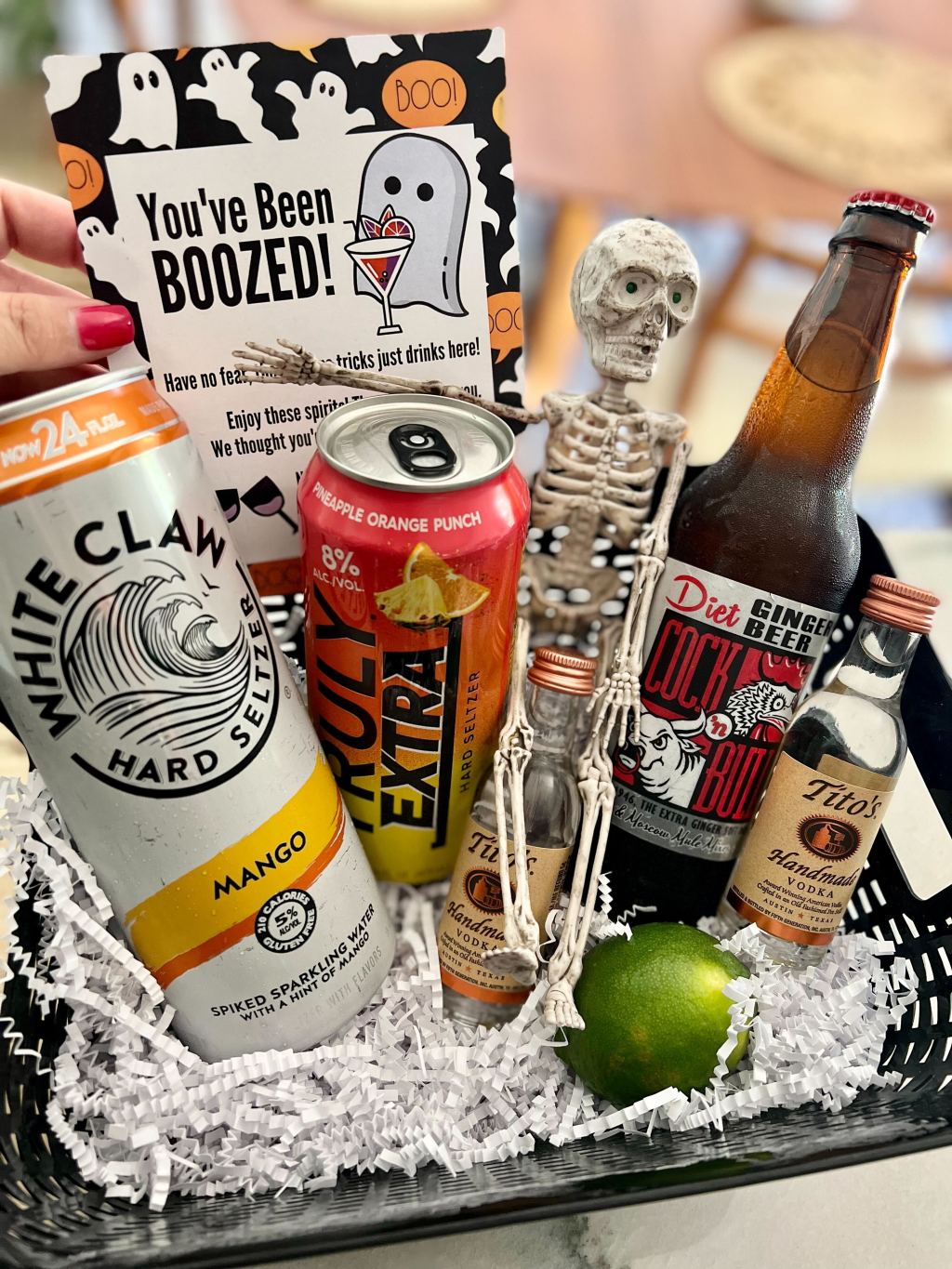 you've been boozed halloween gift basket 