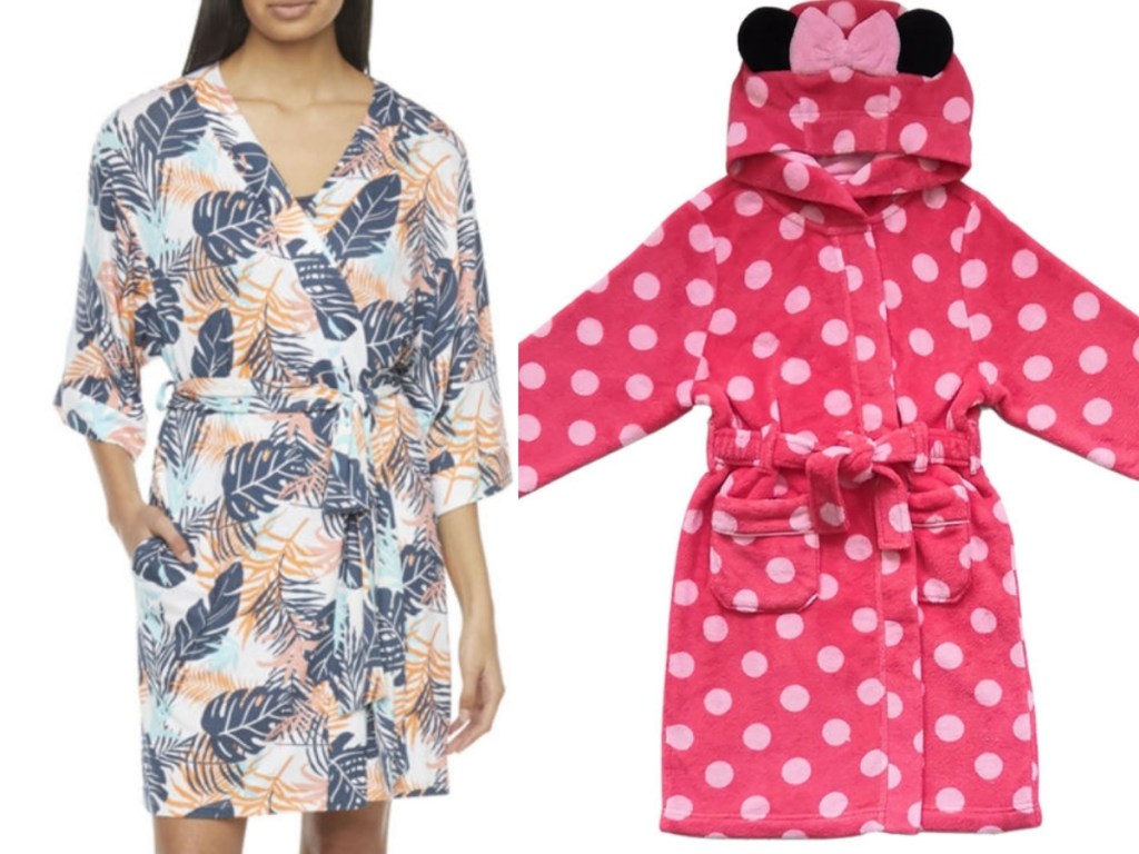 women's tropical robes and minnie mouse robe